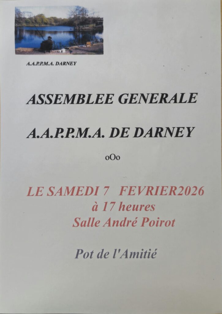 Assemblé Générale de l&rsquo;AAPPMA de Darney