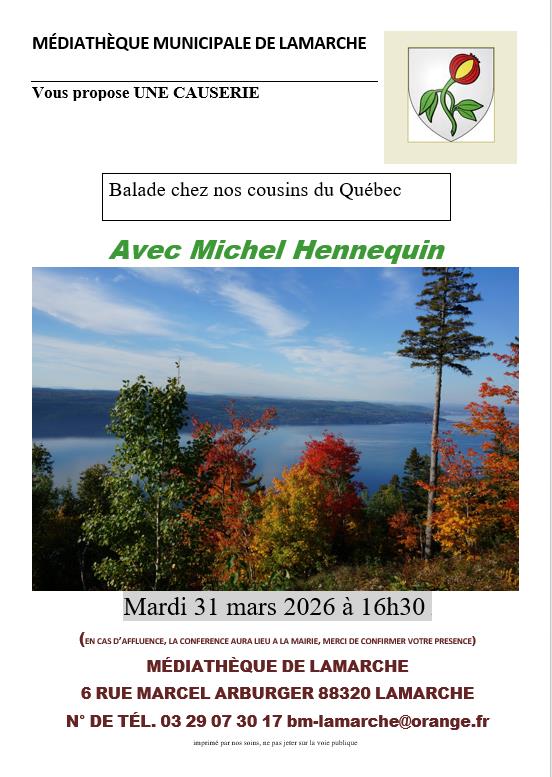 Causerie « Balade chez nos cousins du Québec »