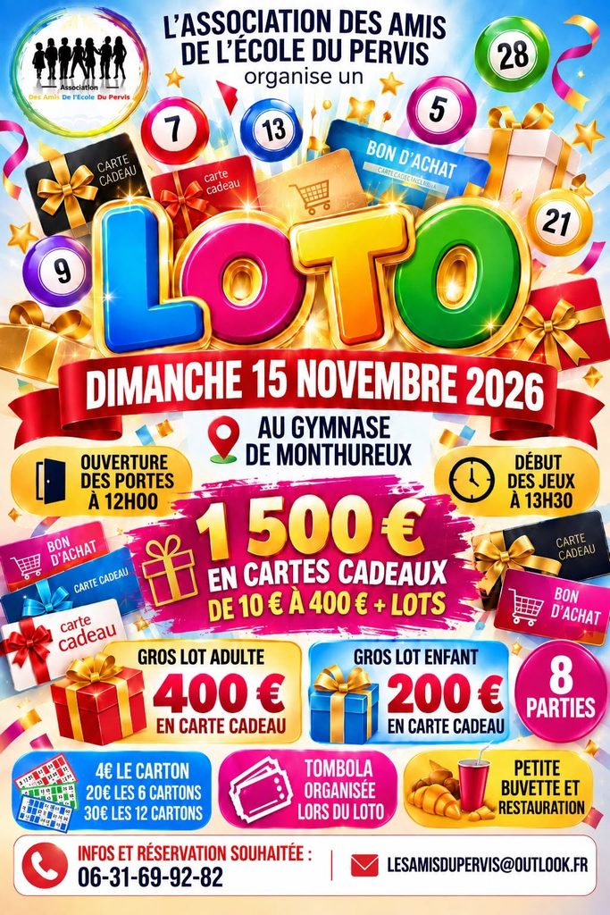 LOTO des Amis de l&rsquo;école du Pervis