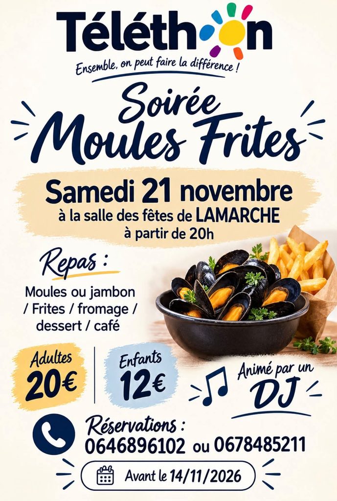 Soirée Moules Frites pour le Téléthon